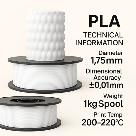 Filetto PLA+ Beyaz 3D Filament – 1.75mm – 1KG – AMS Uyumlu