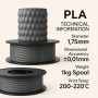 Filetto PLA+ Gri 3D Filament – 1.75mm – 1KG – AMS Uyumlu
