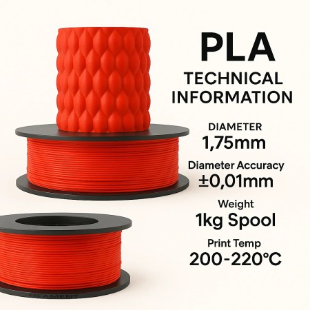 Filetto PLA+ Kırmızı 3D Filament – 1.75mm – 1KG – AMS Uyumlu